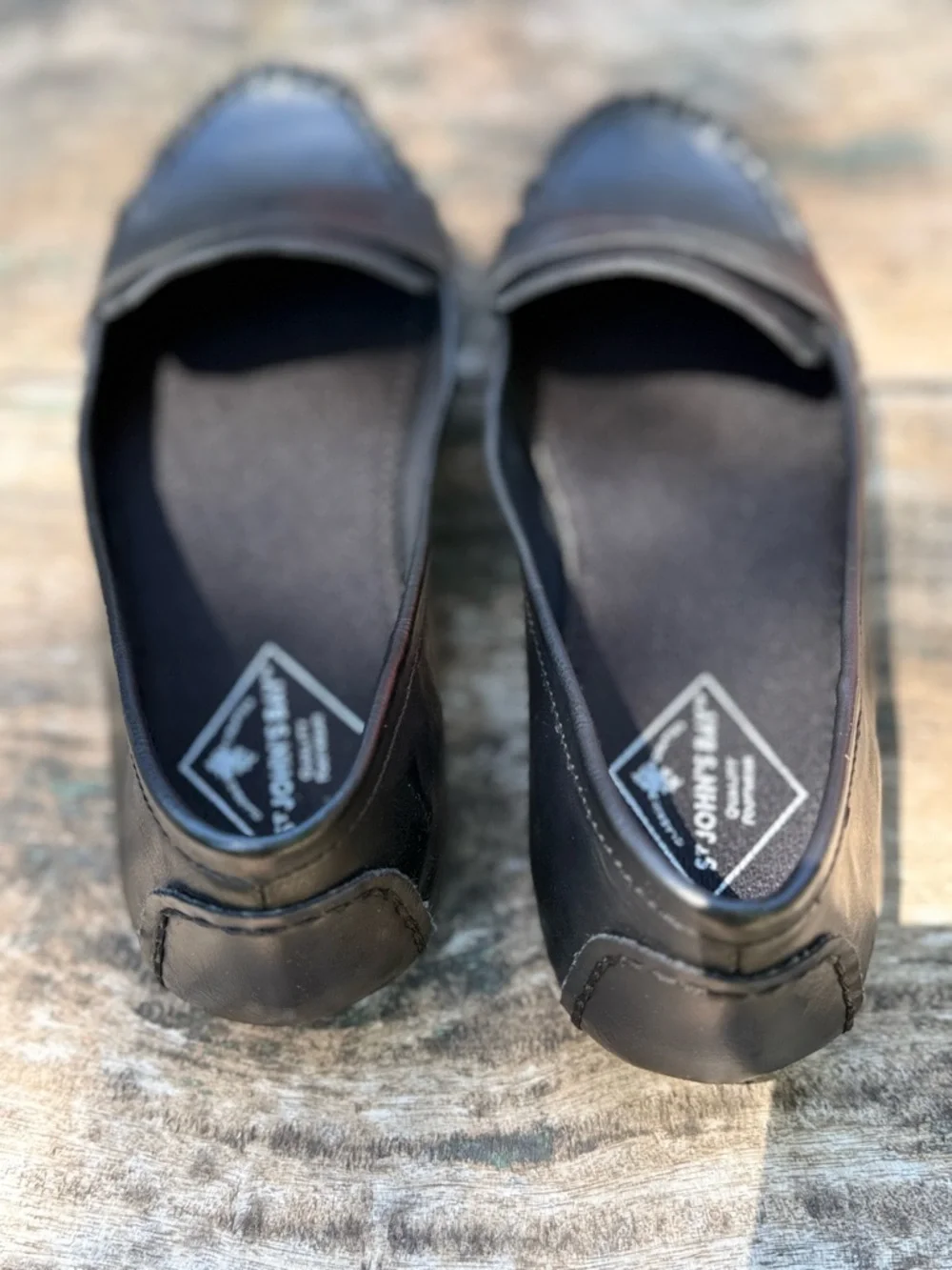 St. John’s Bay Black Leather Penny Loafers Size 8 NWOT